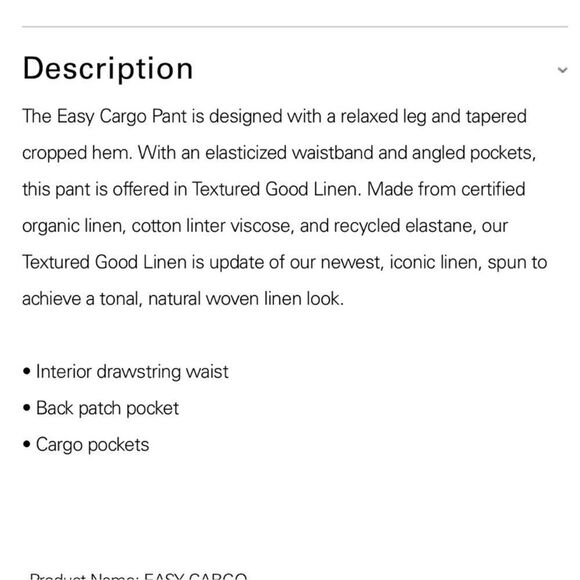 Theory Navy Easy Cargo linen slim fit pull on drawstring pant size 0 - Picture 9 of 10